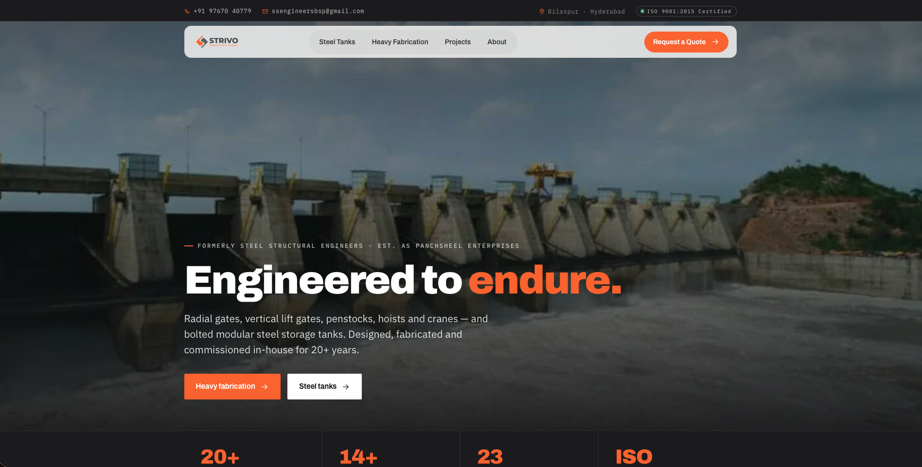 Strivo Steels Landing Page