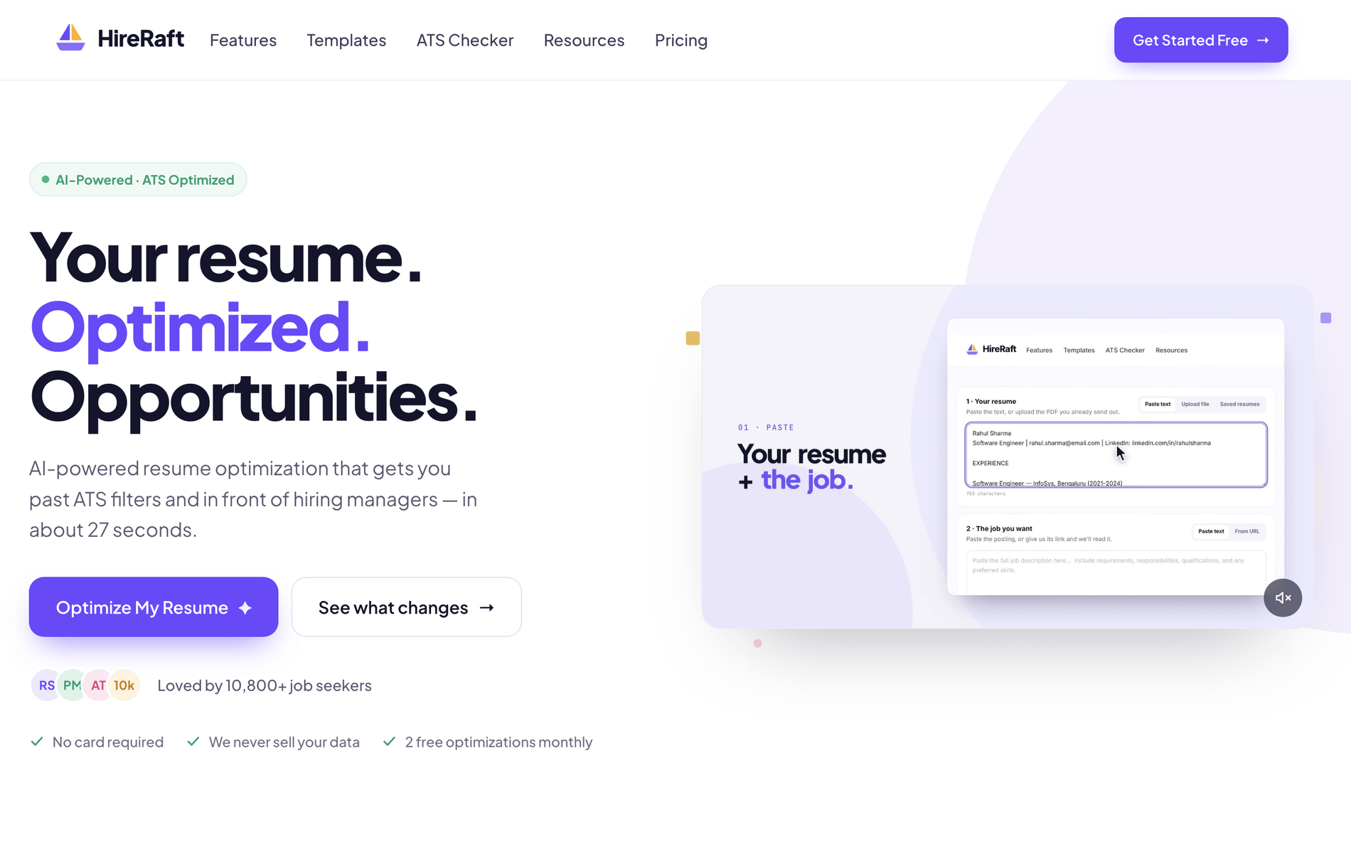 HireRaft — AI Resume Tailoring screenshot